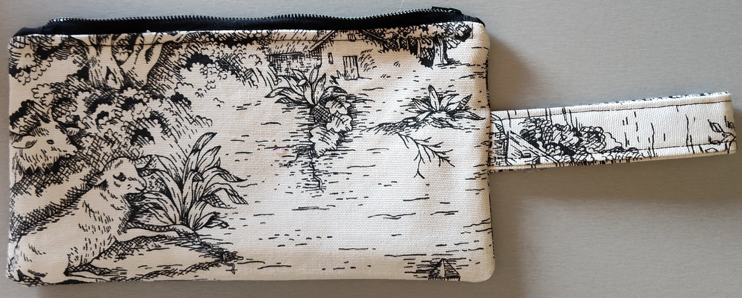 Flat Toile Zippered Pouch - Small