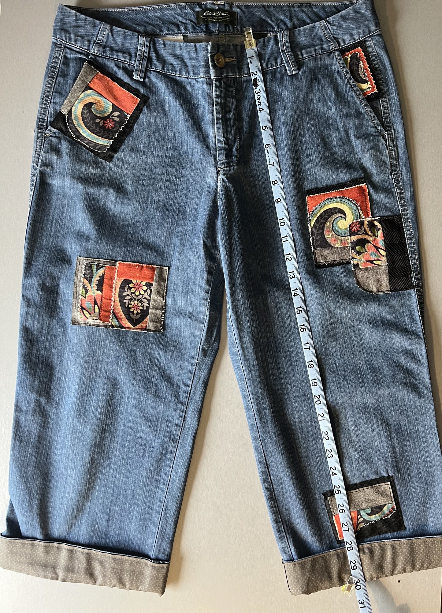 Geo-Retro Cropped Customized Jeans