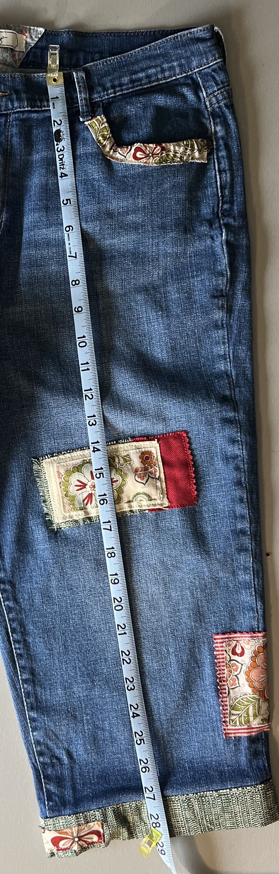 Red Flower Vintage-Inspired Jeans