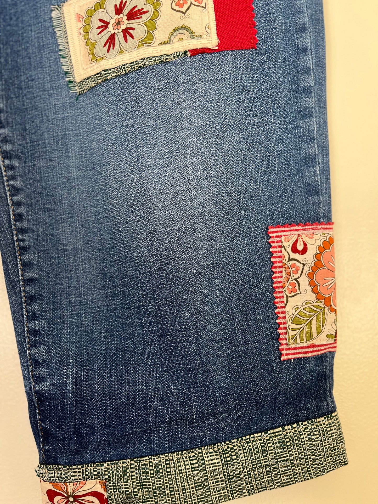 Red Flower Vintage-Inspired Jeans