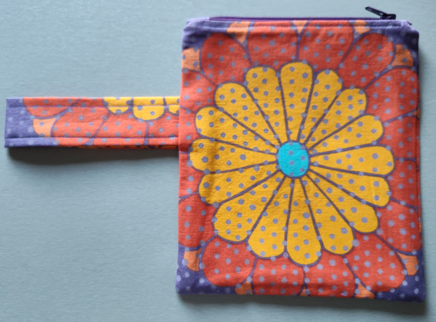 Polka Dot Petals Zippered Pouch With Wrist Handle