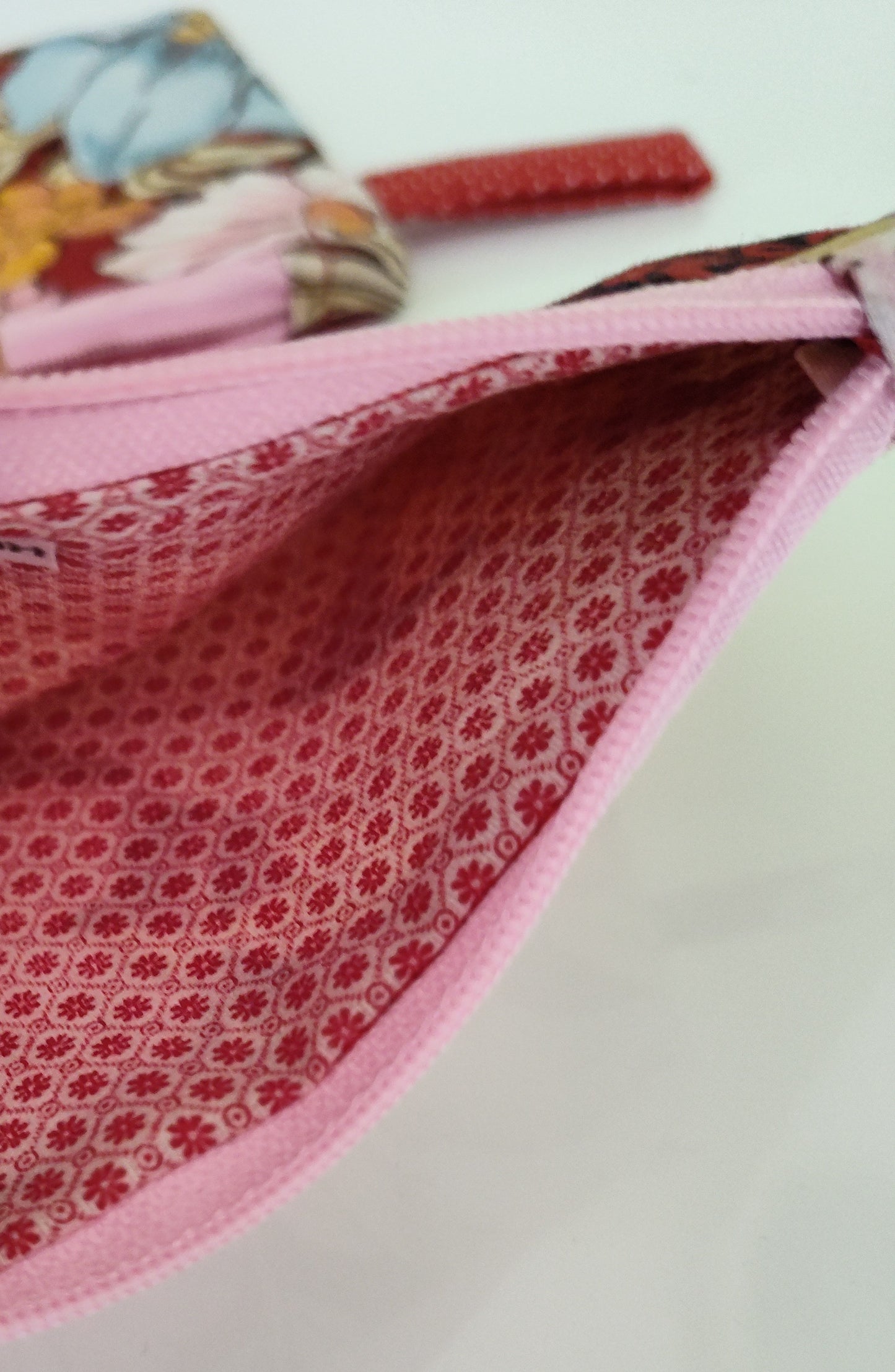 Red Floral Rectangle Zippered Pouch - 2 Sizes