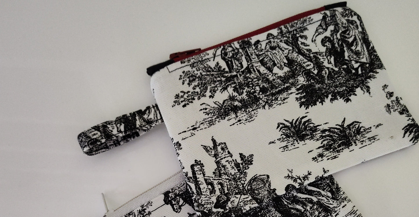 Small Tabbed Zippered Pouch - Toile