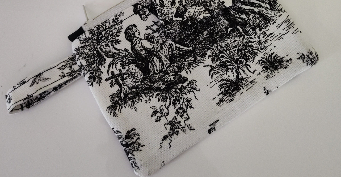 Small Tabbed Zippered Pouch - Toile