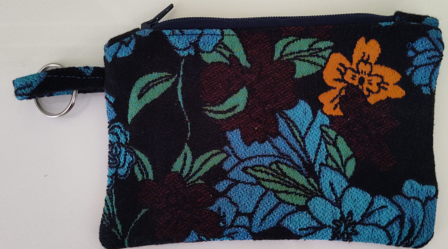 Stunning Blue Flower Tabbed Zipper Pouch