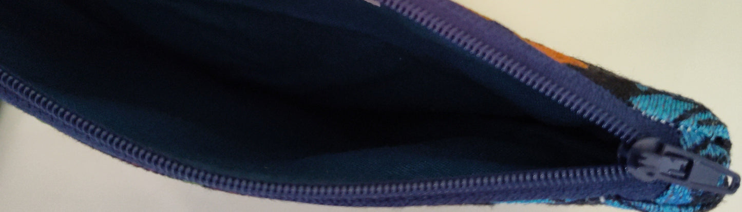 Stunning Blue Flower Tabbed Zipper Pouch