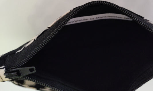 Black and White Handled Zippered Pouch