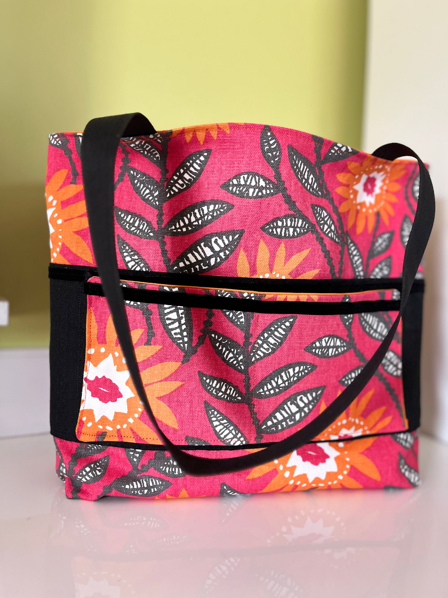 Black Velvet Trim Canvas Tote