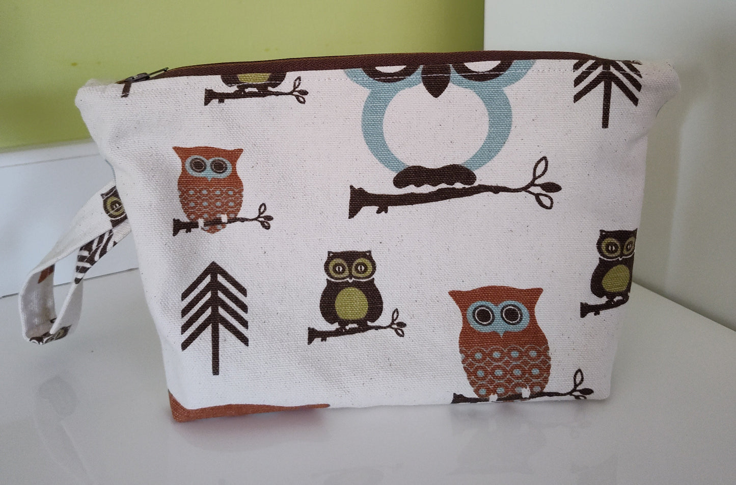 Charming Owl Zippered Pouch with Built-In Handle - Large