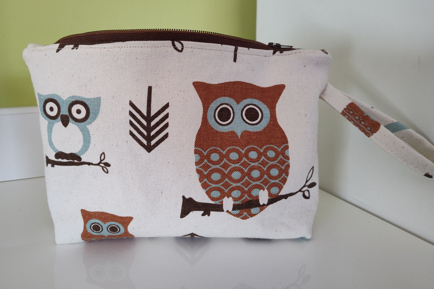 Charming Owl Zippered Pouch with Built-In Handle - Large