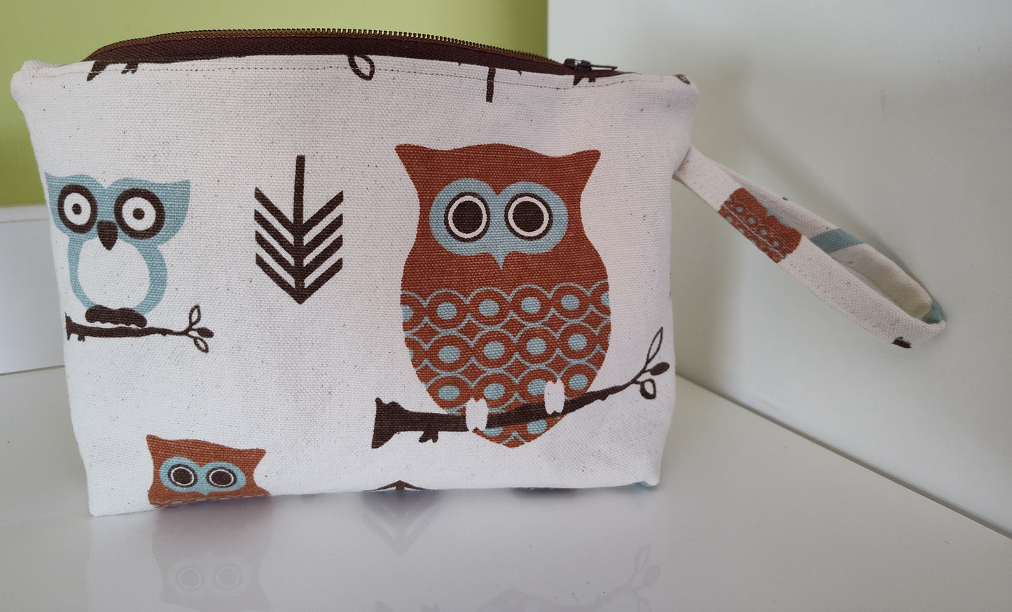 Charming Owl Zippered Pouch with Built-In Handle - Large