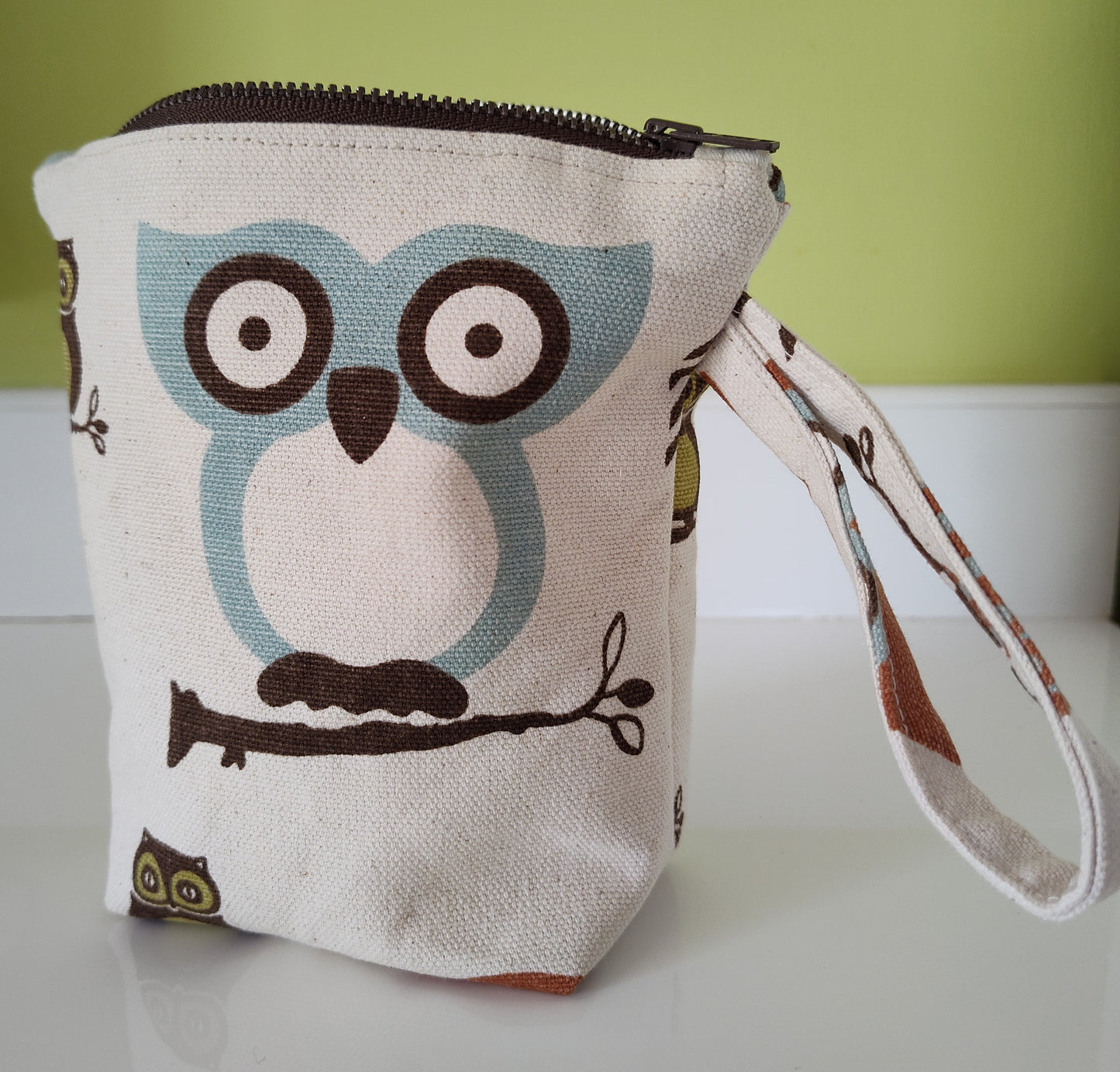Charming Owl Zippered Pouch with Wrist Handle