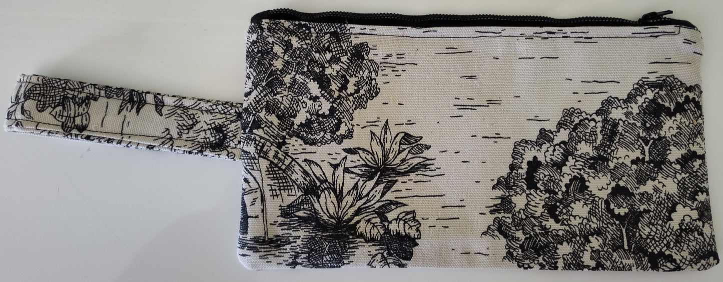 Flat Toile Zippered Pouch - Small