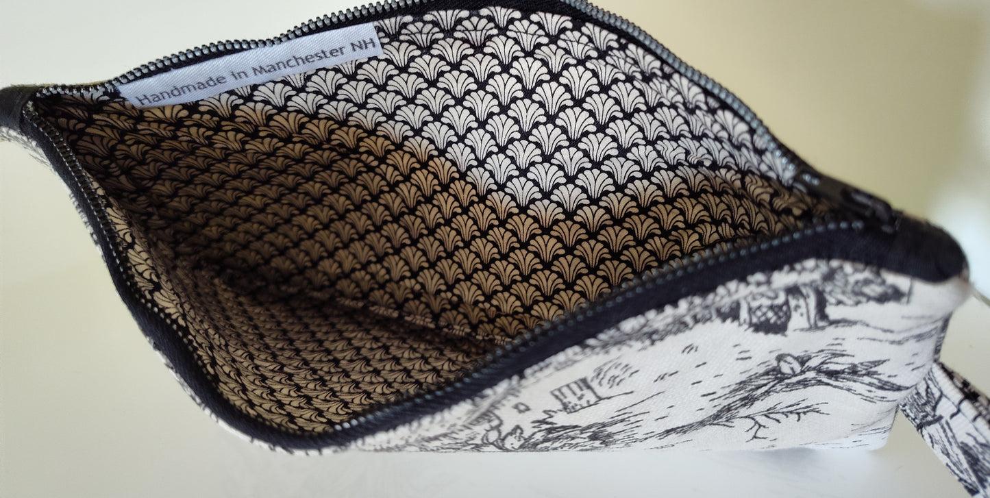 Flat Toile Zippered Pouch - Small