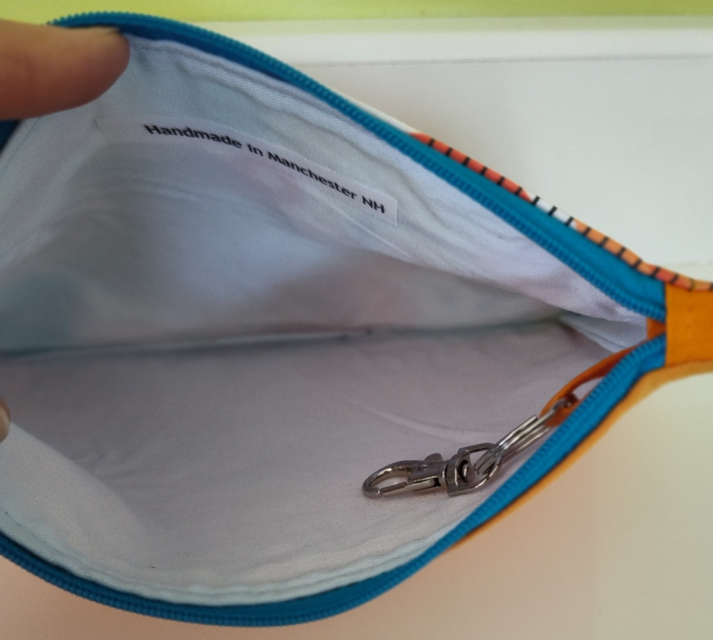 Zippered Pouch with Swivel Key Hook Inside