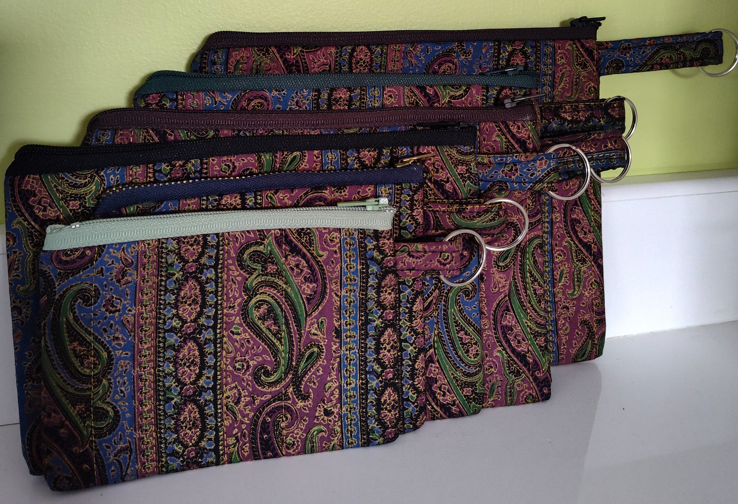 Quilted Paisley Tabbed Zipper Pouch