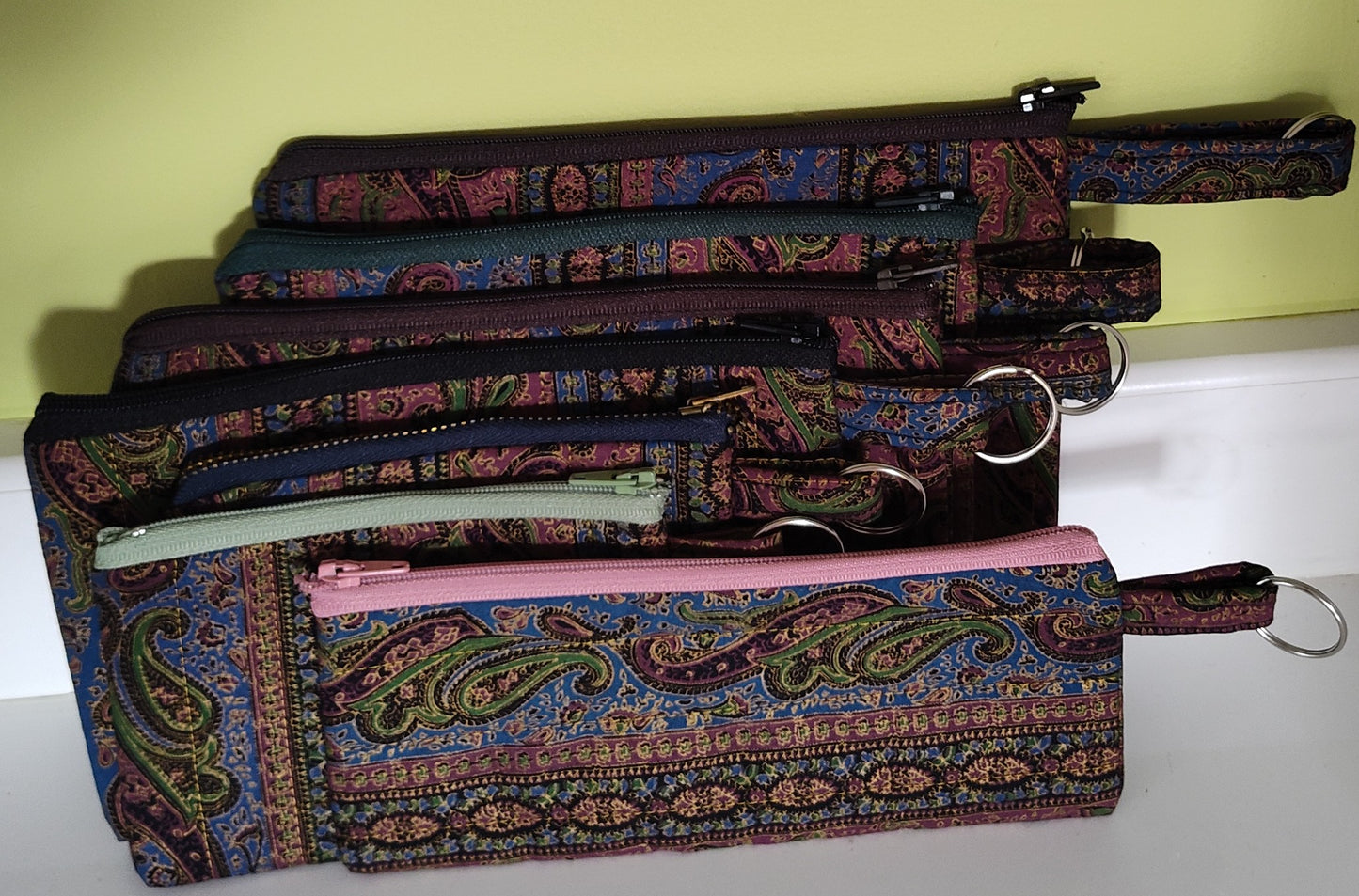 Quilted Paisley Tabbed Zipper Pouch