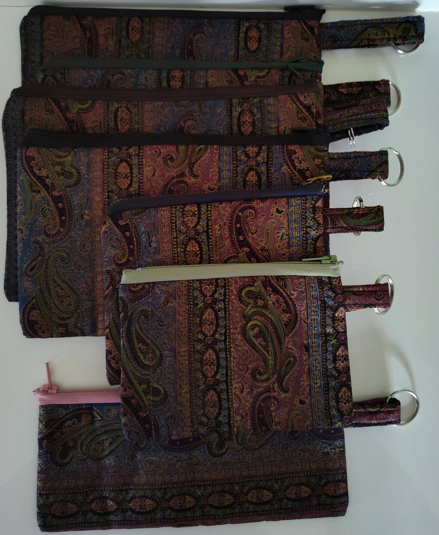 Quilted Paisley Tabbed Zipper Pouch
