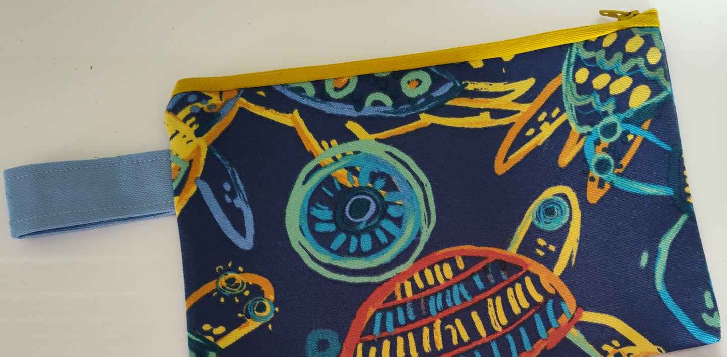 Playful Turtle Square Zippered Pouch