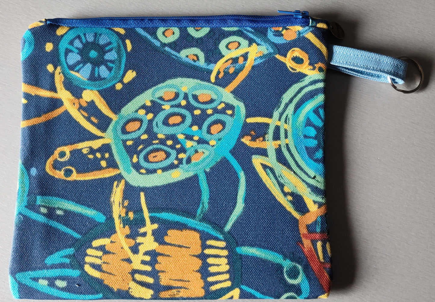 Playful Turtle Square Zippered Pouch - Square