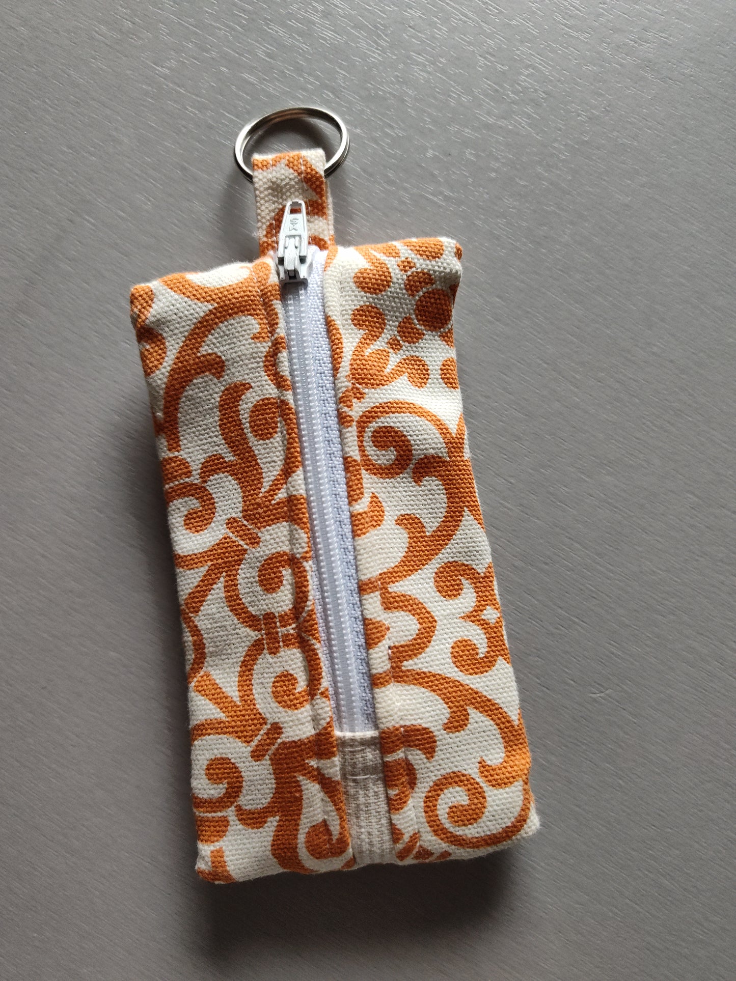 Orange Geo-Paisley Key Pouch