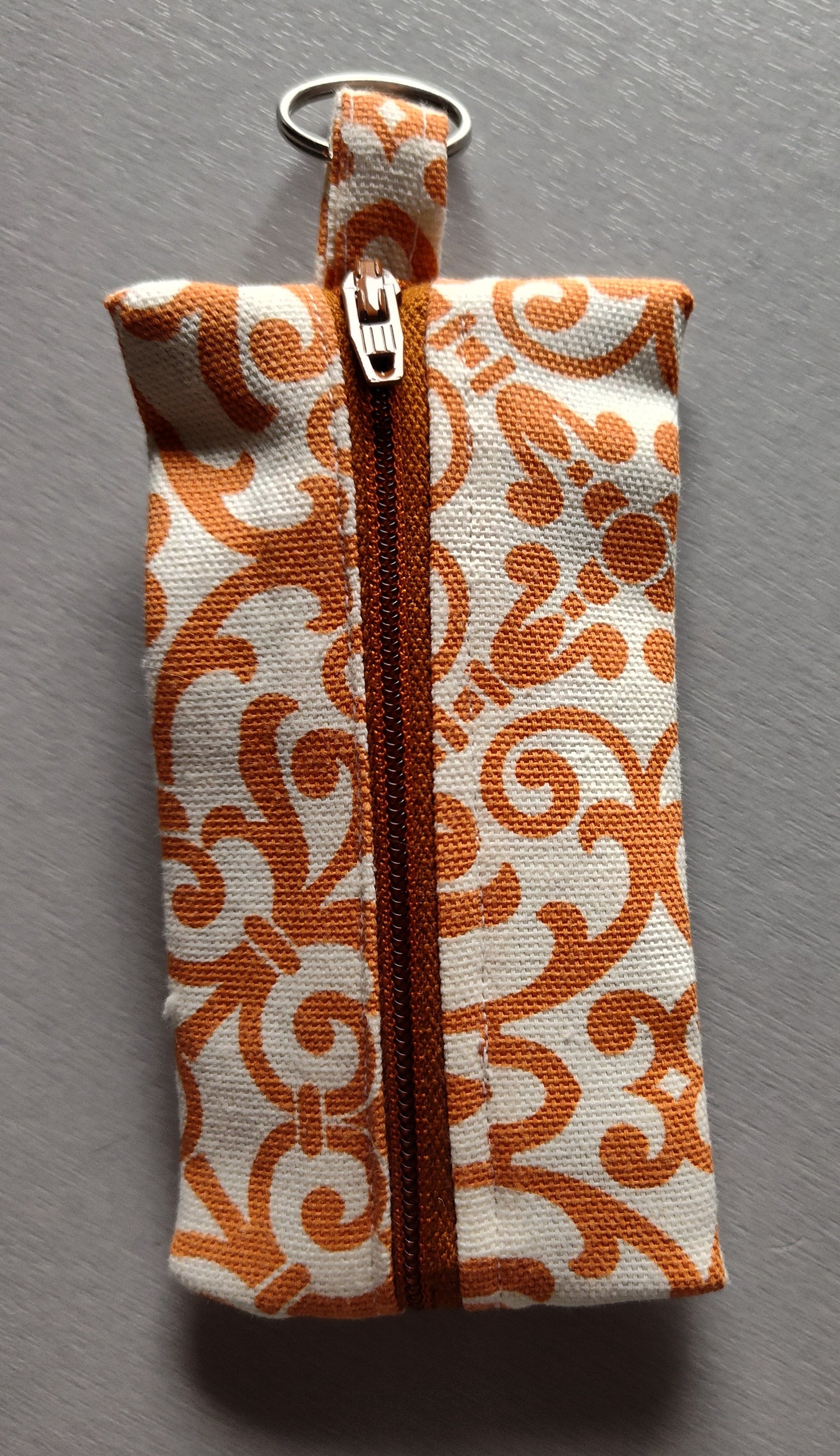 Orange Geo-Paisley Key Pouch