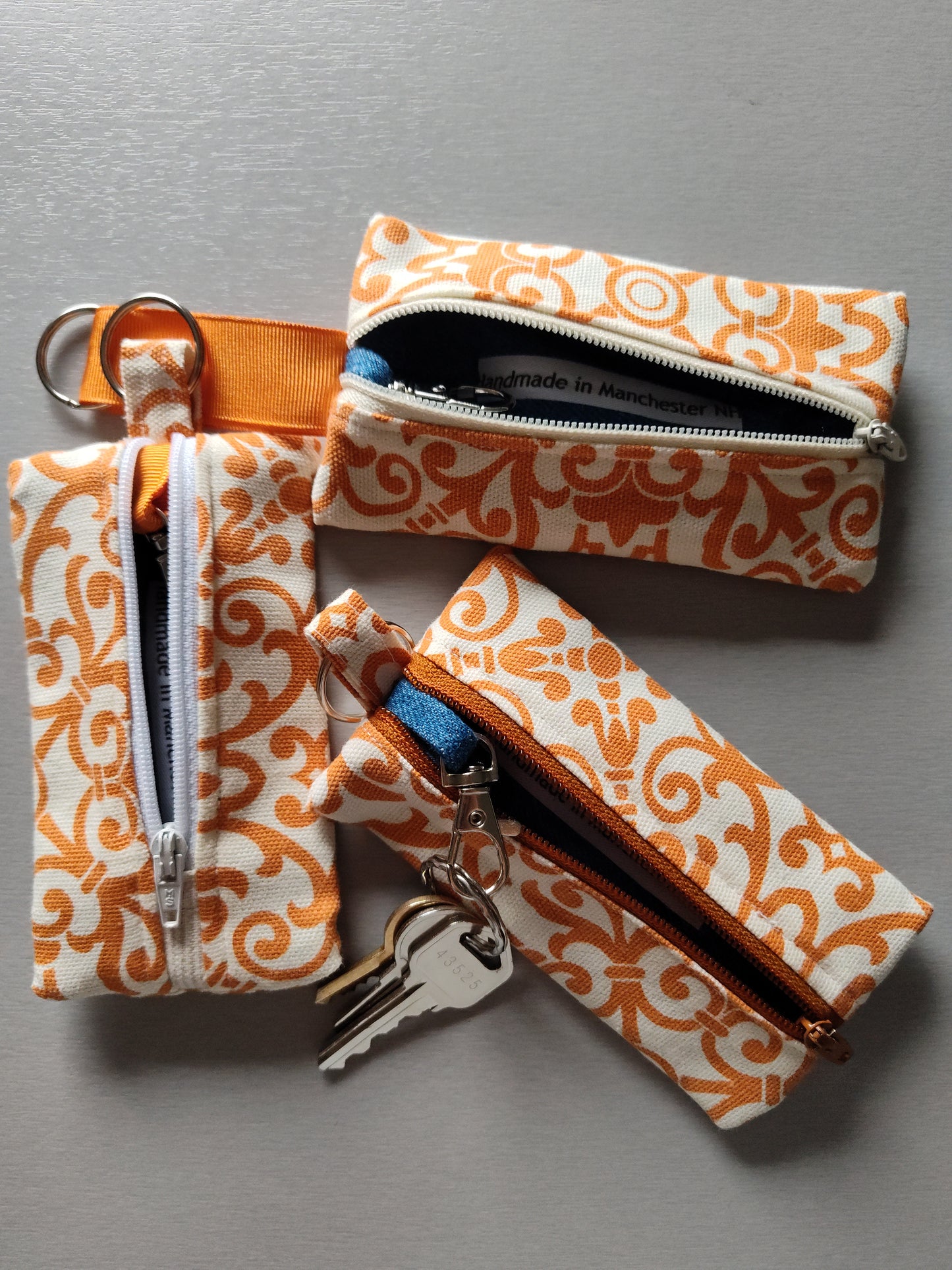 Orange Geo-Paisley Key Pouch