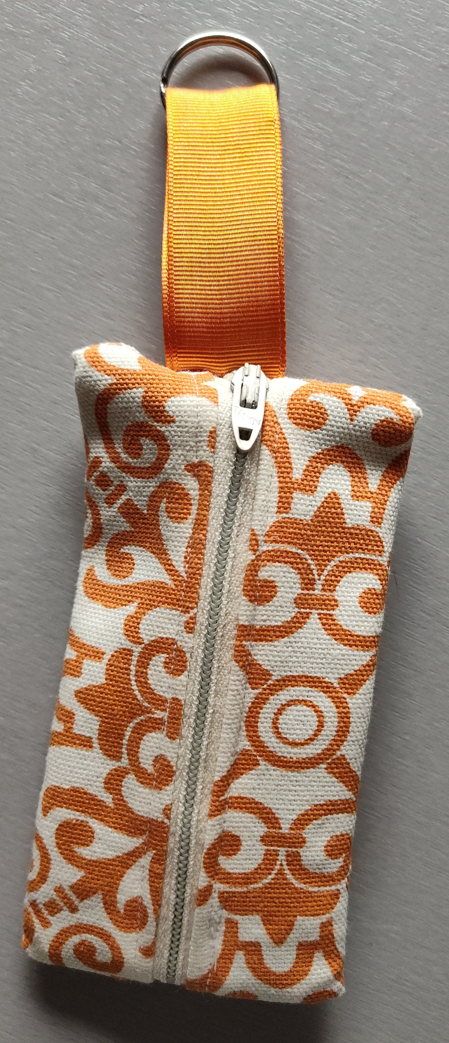 Orange Geo-Paisley Key Pouch
