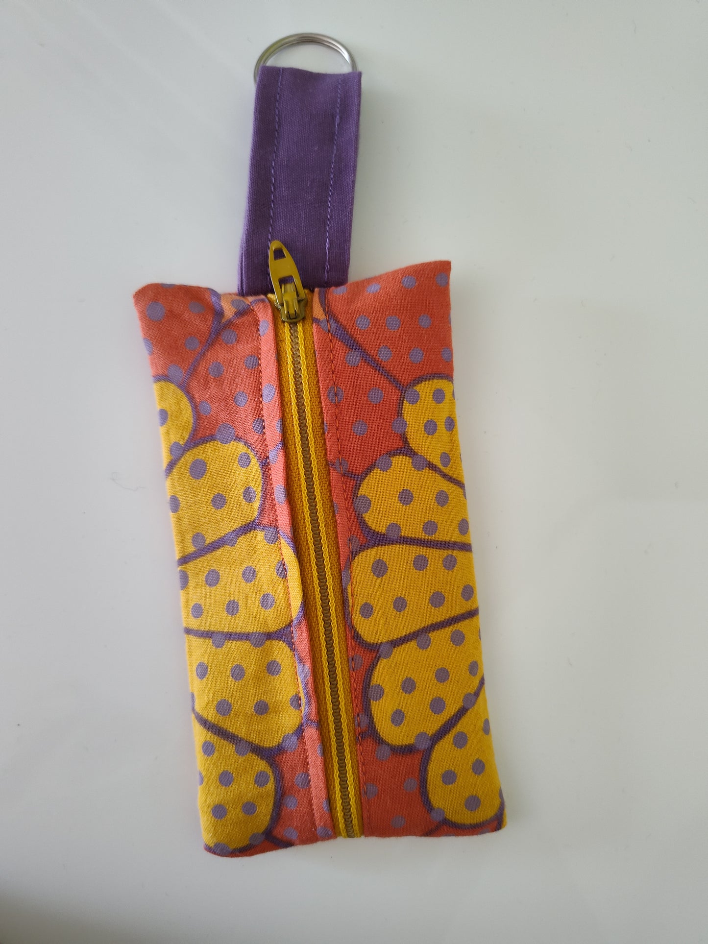 Orange, Flower, Dot Key Pouch