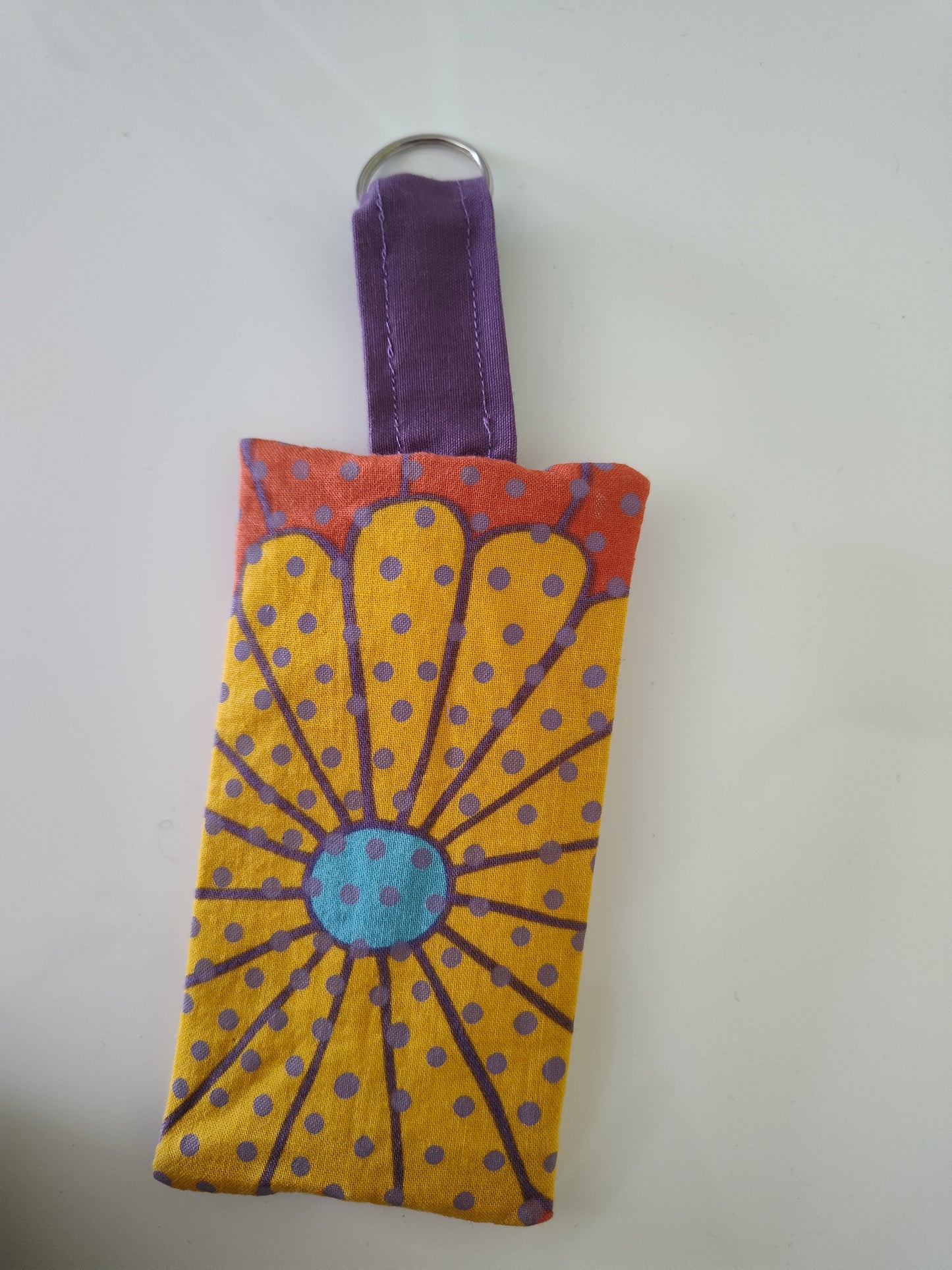 Orange, Flower, Dot Key Pouch