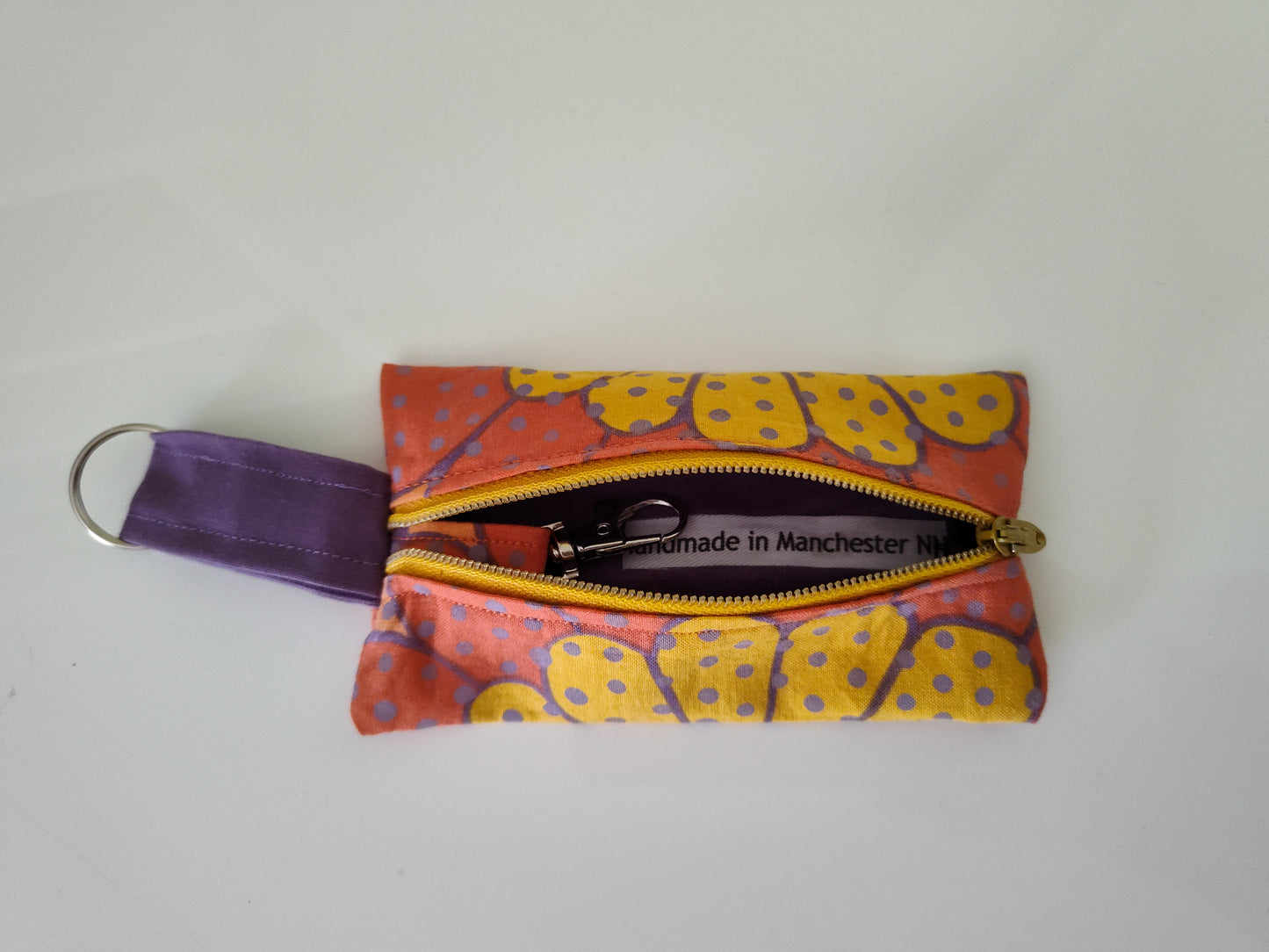 Orange, Flower, Dot Key Pouch