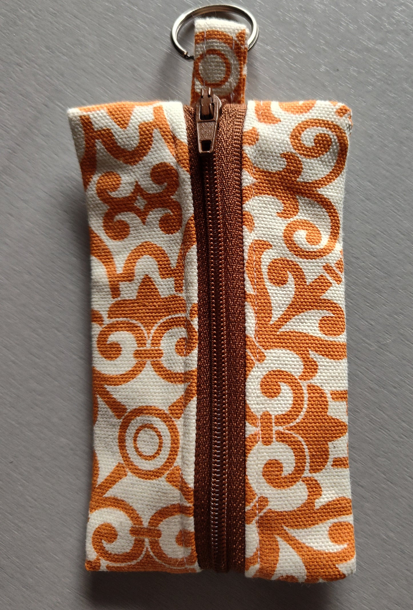 Orange Geo-Paisley Key Pouch