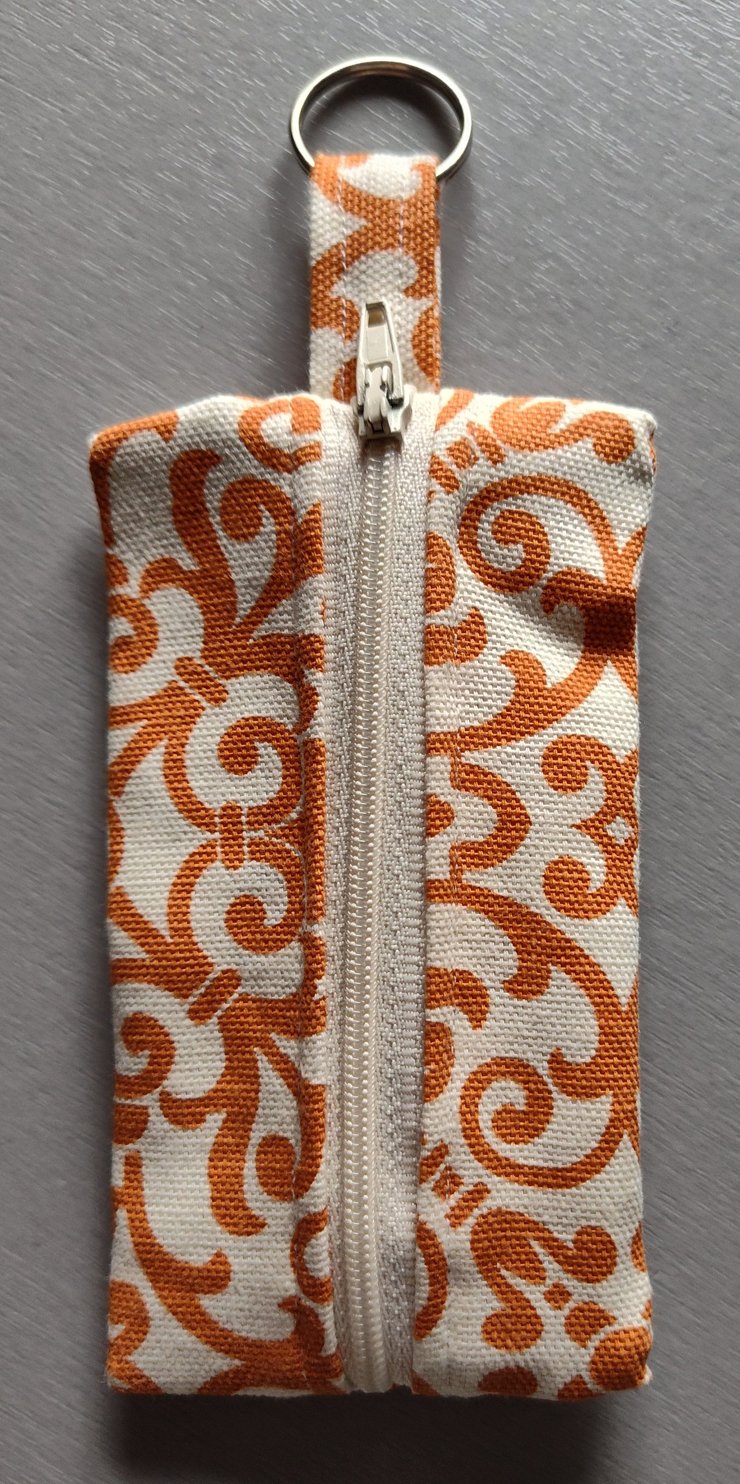 Orange Geo-Paisley Key Pouch