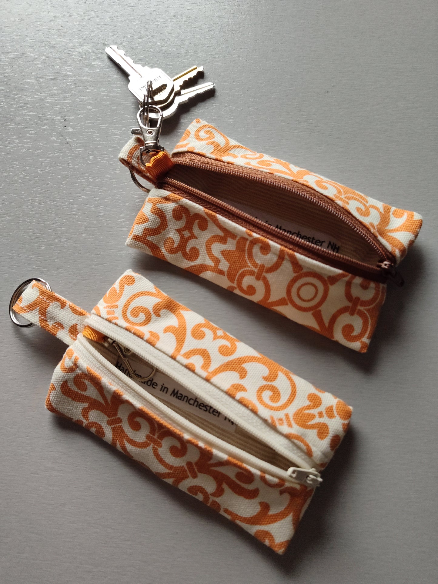 Orange Geo-Paisley Key Pouch
