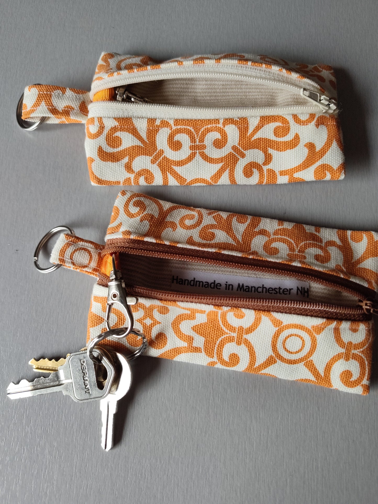 Orange Geo-Paisley Key Pouch
