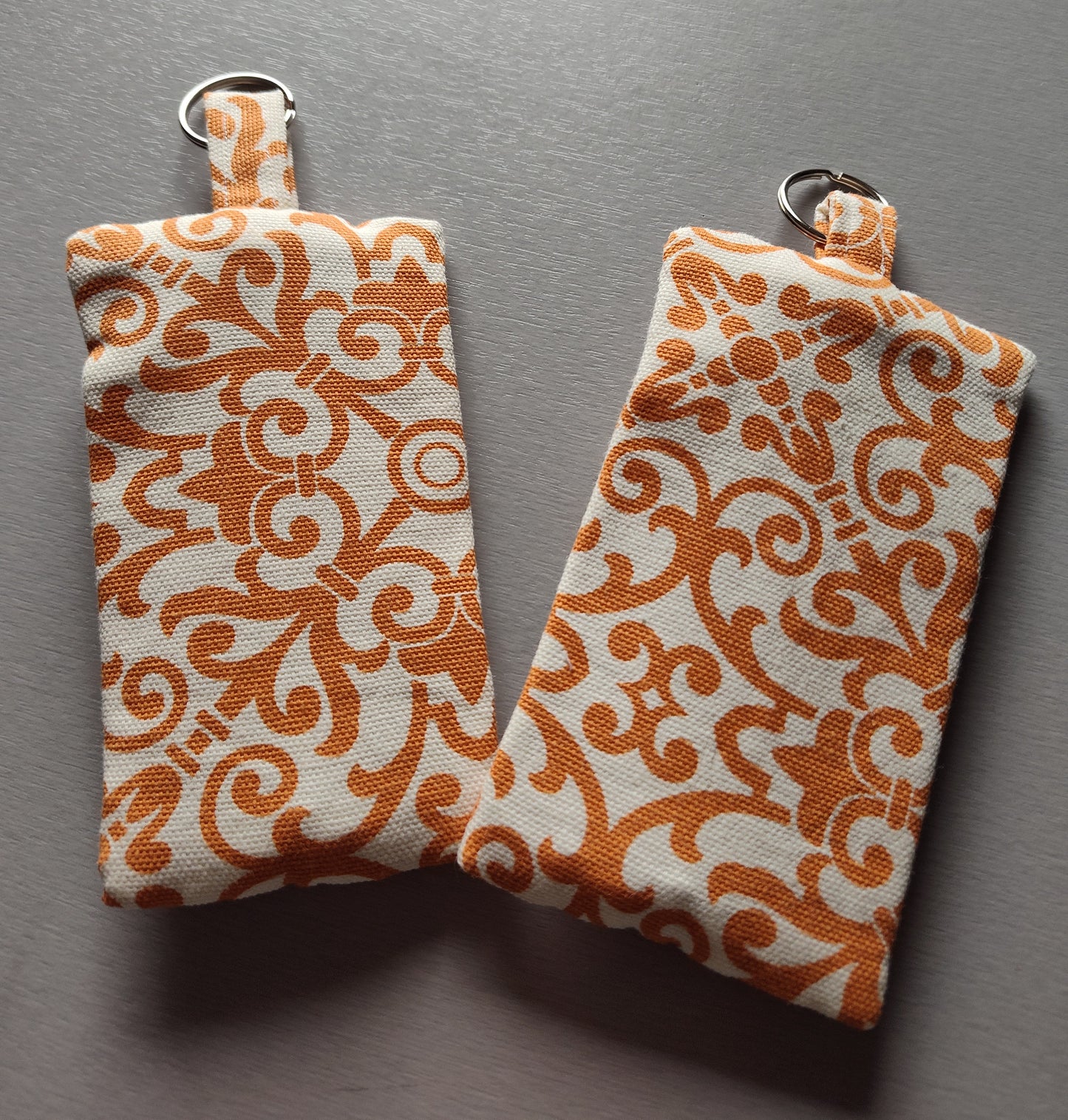 Orange Geo-Paisley Key Pouch