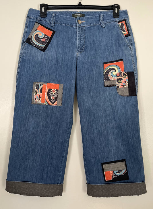 Geo-Retro Cropped Customized Jeans