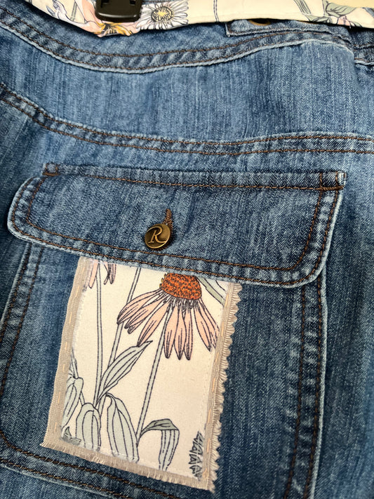 Flower Patch Cropped Customized Jeans