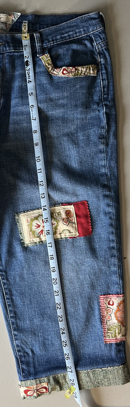 Red Flower Vintage-Inspired Jeans