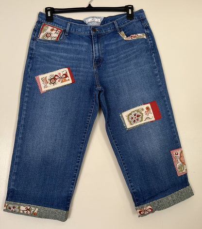 Red Flower Vintage-Inspired Jeans
