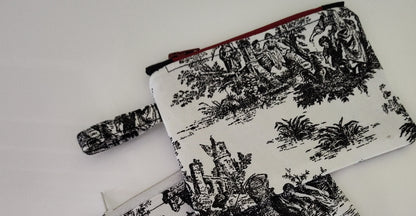 Small Tabbed Zippered Pouch - Toile
