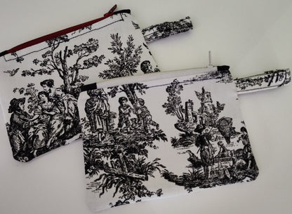 Small Tabbed Zippered Pouch - Toile
