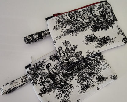 Small Tabbed Zippered Pouch - Toile