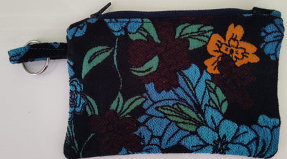 Stunning Blue Flower Tabbed Zipper Pouch