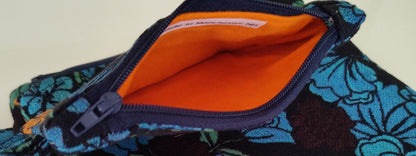 Stunning Blue Flower Tabbed Zipper Pouch