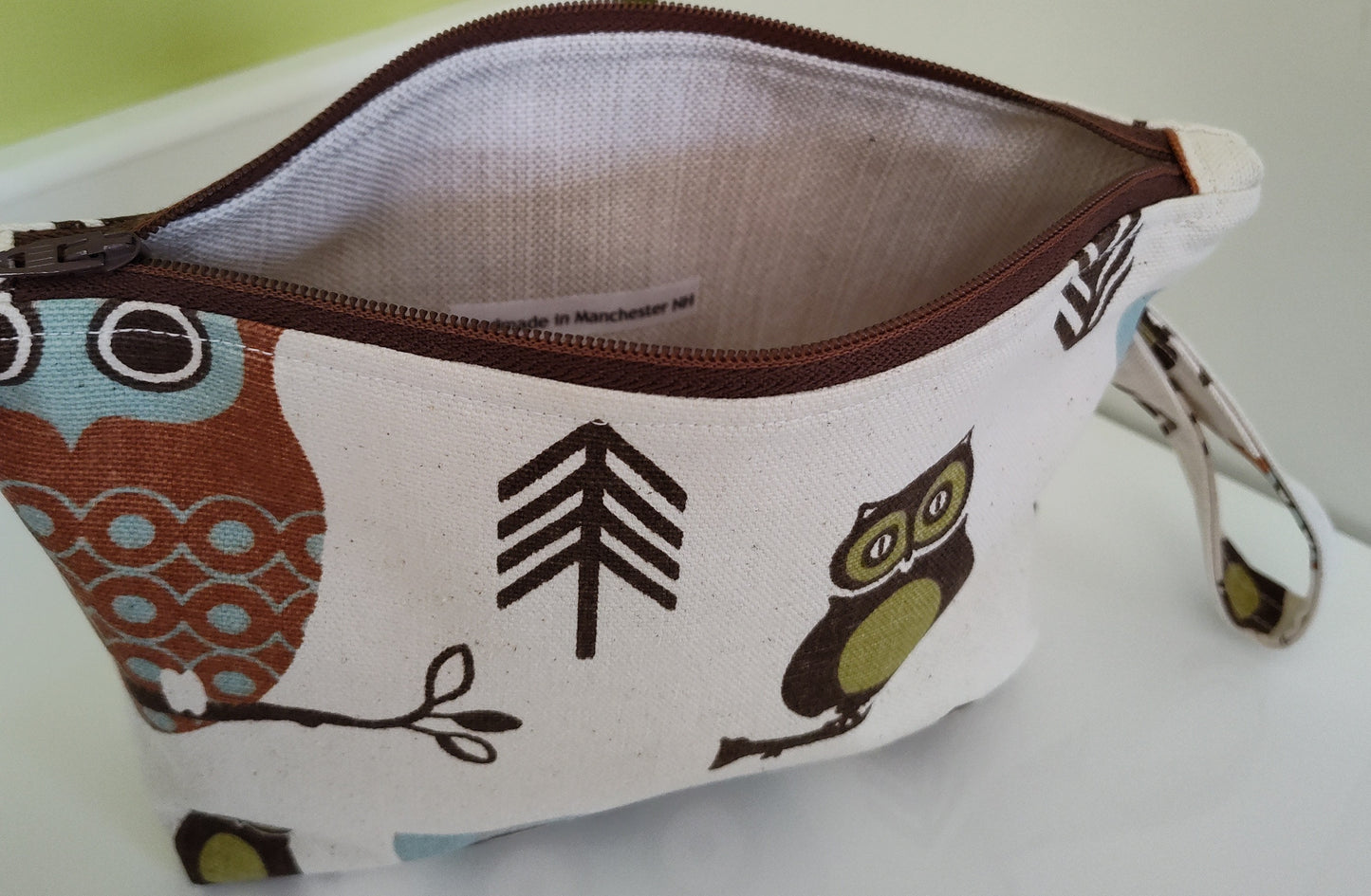 Charming Owl Zippered Pouch with Built-In Handle - Large