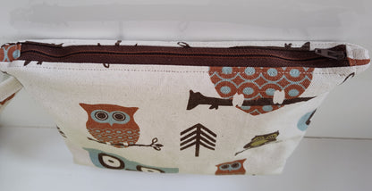 Charming Owl Zippered Pouch with Built-In Handle - Large