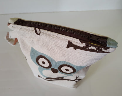 Charming Owl Zippered Pouch with Wrist Handle