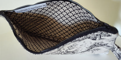 Flat Toile Zippered Pouch - Small
