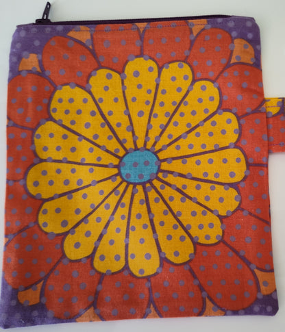 Polka Dot Petals Zippered Pouch With Wrist Handle